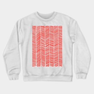 Herringbone Coral White Crewneck Sweatshirt